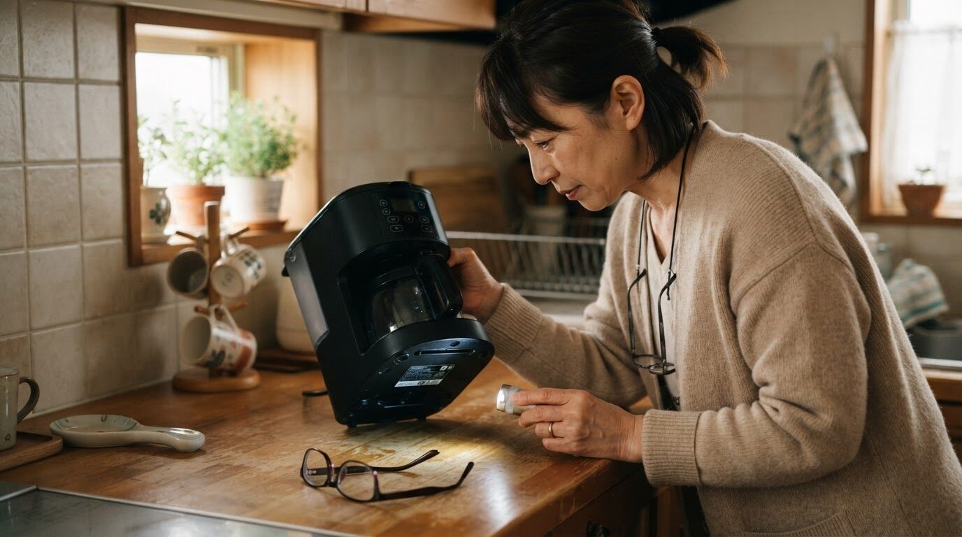 電動コーヒーメーカーの本体型番を確認する購入前イメージ