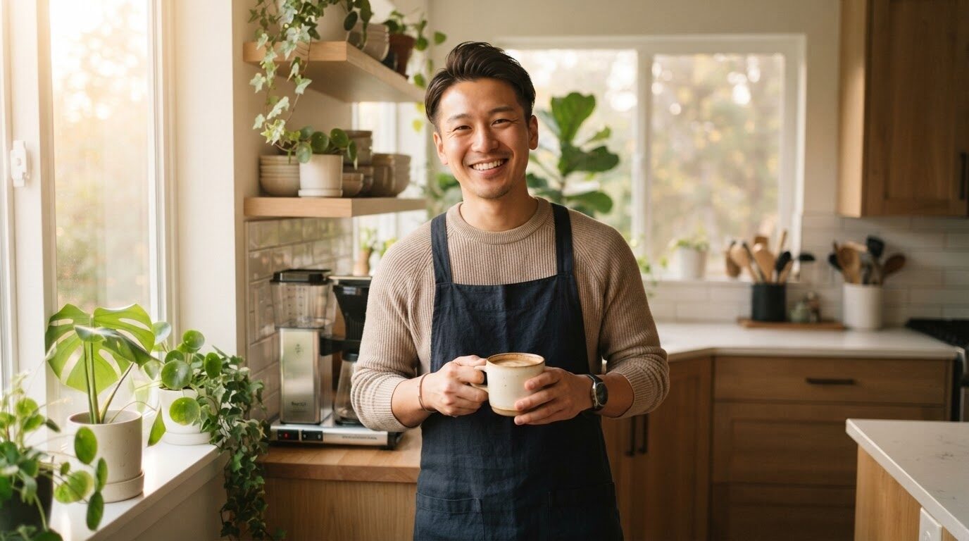 朝の光が差し込む明るいキッチンで、エプロンをつけた笑顔の日本人男性が淹れたてのコーヒーを手にしている、心温まるライフスタイル写真 画像2 ■ 挿入箇所: 自動ドリップコーヒーメーカーの魅力（H2見出し） ■ 生成された画像: 画像2 ■ 代替テキスト(alt): ダイニングテーブルで自動ドリップコーヒーの抽出を穏やかに見守る日本人女性、トーストを添えた朝の快適なひとときを表現するライフスタイル写真 画像3 ■ 挿入箇所: ハンドドリップ式との違いとメリット（H3見出し） ■ 生成された画像: 画像3 ■ 代替テキスト(alt): ステンレス製のケトルからお湯を慎重に注ぐ日本人男性の真剣な表情、立ち昇る湯気と柔らかな光がプロ仕様のコーヒー抽出シーンを描写 画像4 ■ 挿入箇所: 湯温の安定性が生む最高の味わい（H3見出し） ■ 生成された画像: 画像4 ■ 代替テキスト(alt): ケトル付近で温度計を使ってお湯の温度を計測する手元のクローズアップ、コーヒー器具がぼやけた背景の温かい色調のライフスタイル写真 画像5 ■ 挿入箇所: 独自の360度回転ドリップ技術（H3見出し） ■ 生成された画像: 画像5 ■ 代替テキスト(alt): 明るいスタジオでコーヒーメーカーのデザインをスケッチする日本人デザイナー、試作品に囲まれた創造的な開発現場の様子 画像6 ■ 挿入箇所: クラウドファンディングでの圧倒的実績（H3見出し） ■ 生成された画像: 画像6 ■ 代替テキスト(alt): 座布団に囲まれた畳の上でタブレットを熱心に読む日本人女性、障子から差し込む柔らかな自然光が現代的な和の空間を演出 画像7 ■ 挿入箇所: 自動ドリップ機の比較ポイント（H2見出し） ■ 生成された画像: 画像7 ■ 代替テキスト(alt): 朝の日差しの中で屋外カフェテラスでコーヒーを楽しそうに交わす日本人カップルの自然な笑顔のライフスタイル写真 画像8 ■ 挿入箇所: あなたに合う相棒の選び方（H2見出し） ■ 生成された画像: 画像8 ■ 代替テキスト(alt): 明るいキッチンで蛇口の水の下でステンレスメッシュフィルターを優しく丁寧に手洗いする日本人男性、清潔感のあるお手入れシーン 画像9 ■ 挿入箇所: よくある質問 Q1 フィルターお手入れについて ■ 生成された画像: 画像9 ■ 代替テキスト(alt): 小型のドリッパーに白いペーパーフィルターを丁寧に折りたたんでセットする日本人バリスタ女性の真剣な表情のプロフェッショナルな作業風景 画像10 ■ 挿入箇所: よくある質問 Q2 ペーパーフィルターのサイズについて ■ 生成された画像: 画像10 ■ 代替テキスト(alt): 小型機器の電池ボックスに乾電池を静かに差し込む日本人両手のクローズアップ、背景にぼやけたコーヒー器具が見える温かみのある写真 画像11 ■ 挿入箇所: 用途別の最適解とおすすめモデル（H3見出し：アウトドア向け） ■ 生成された画像: 画像11 ■ 代替テキスト(alt): 山々と松林を背景にした美しいキャンプサイトでケトルからお湯を注ぐ日本人男性、黄金色の夕陽に包まれた心休まるアウトドアシーン 画像12 ■ 挿入箇所: まとめ：自動ドリップで至福のおうちカフェ時間を（H2見出し） ■ 生成された画像: 画像12 ■ 代替テキスト(alt): 居心地の良いリビングルームのソファで温かいコーヒーを手に笑顔を浮かべる日本人夫婦、ランプの柔らかな光と本で満たされた親密な夜のひとときを表現