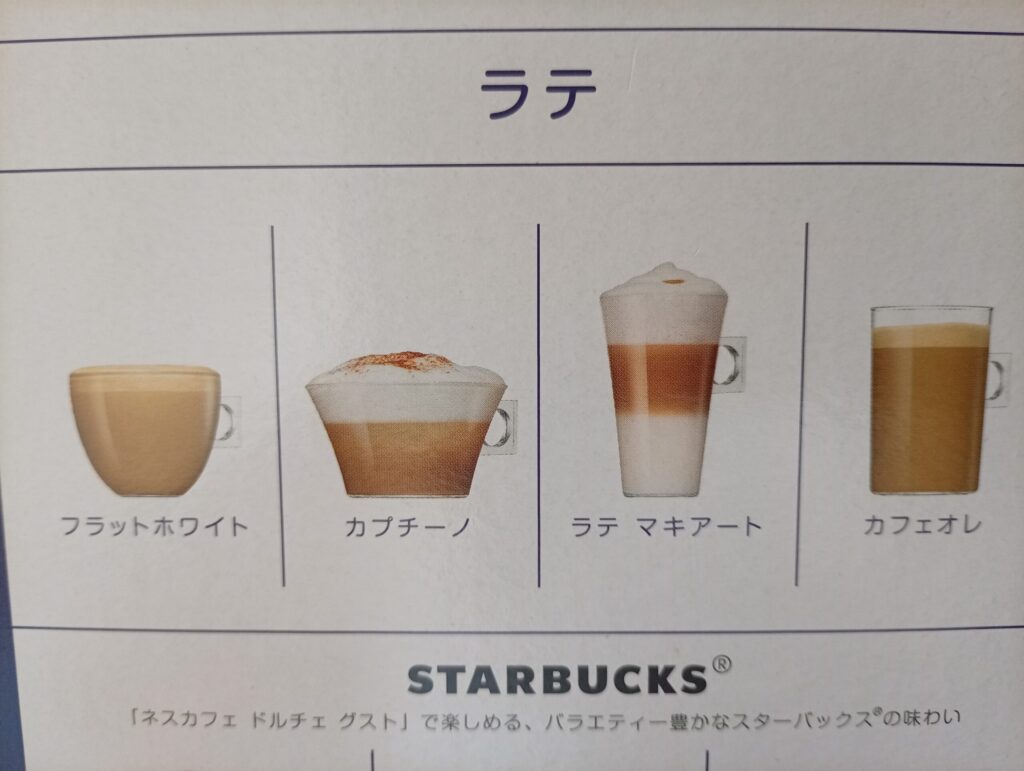一人暮らしで杯数を確認したいドルチェグストのラテ系カプセルメニュー